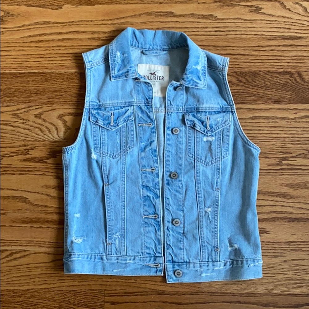 Hollister Light Wash Denim Vest